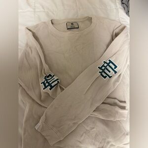 Men's Cream Sweater with Green Accents